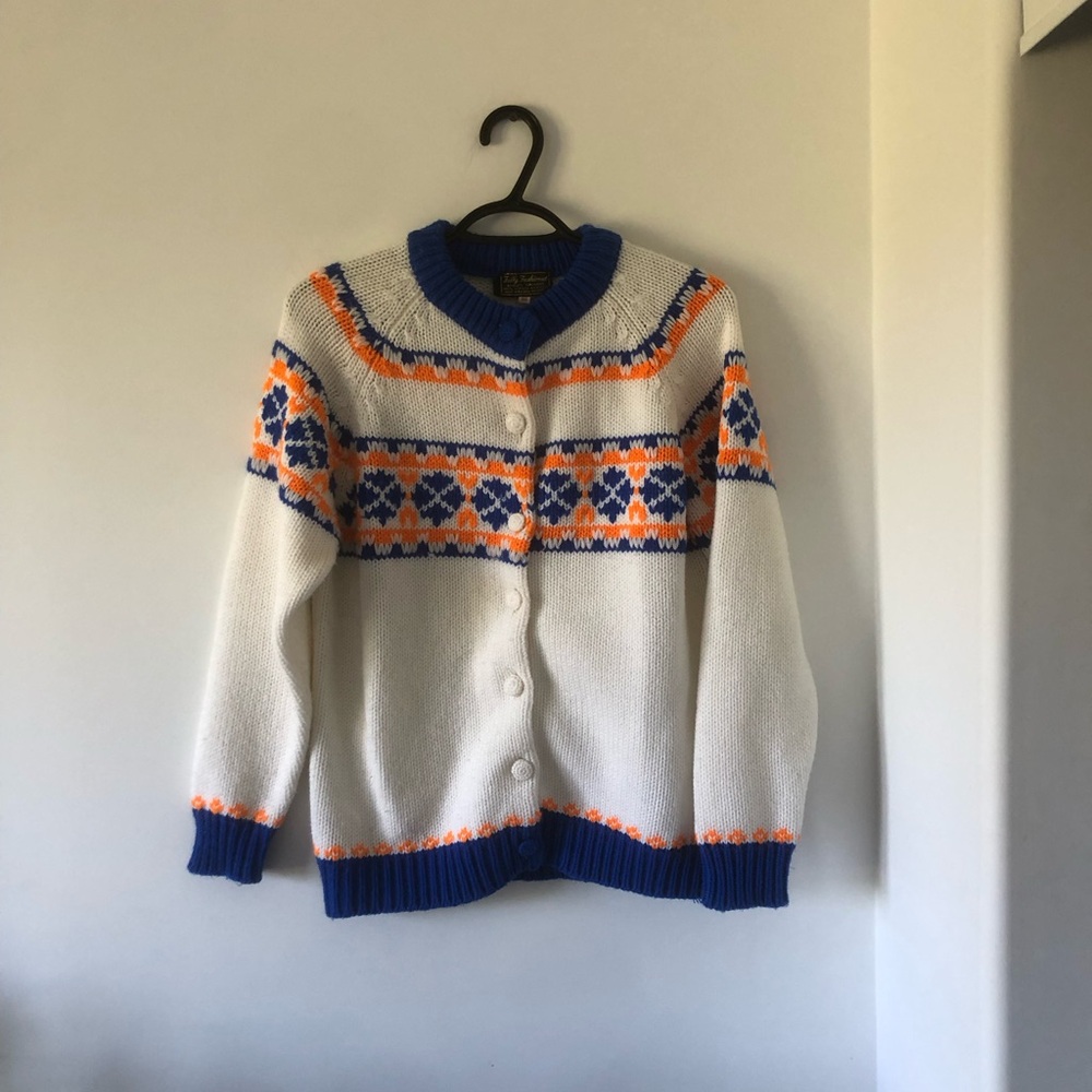 Vintage Fully‎ Fashioned Knit Cardigan 100% Virgin Acrylic | Size 38
